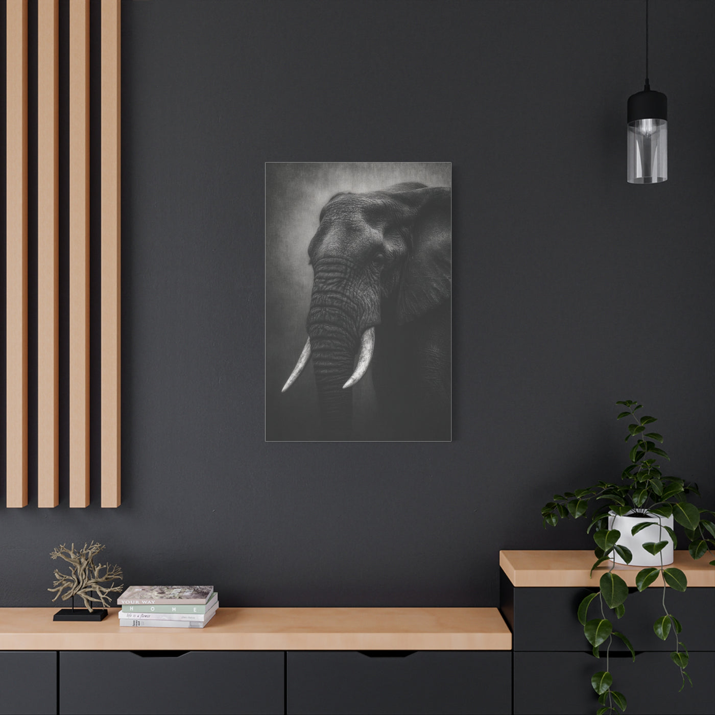 Monochrome Elephant Fine Art Portrait Wall Art & Canvas Print