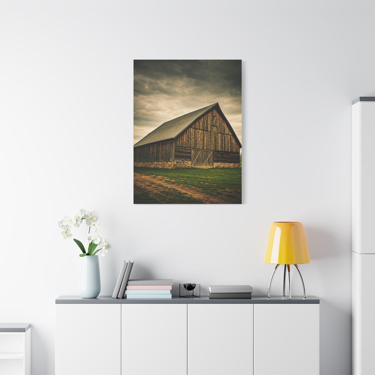 Weathered Stone Base Barn Wall Art & Canvas Prints