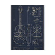 Acoustic Guitar Technical Blueprint Wall Art & Canvas Print