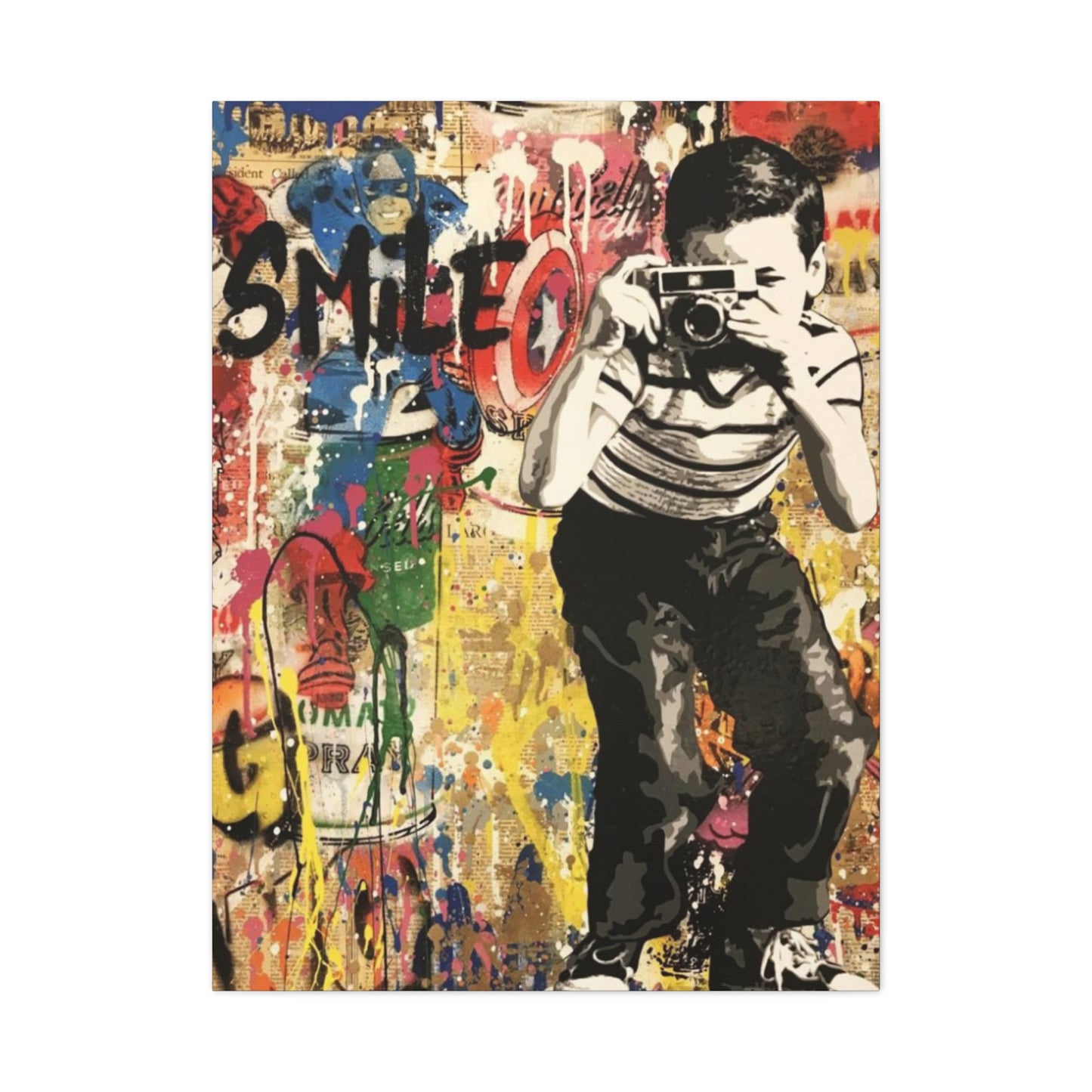 Smile Abstract Painting Mixed Media Wall Art & Canvas Prints