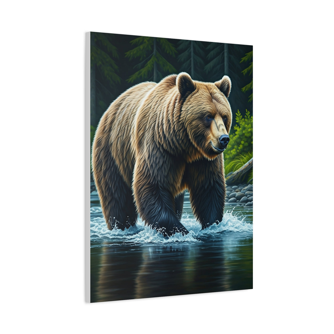 River Crossing Grizzly Bear Wall Art & Canvas Prints