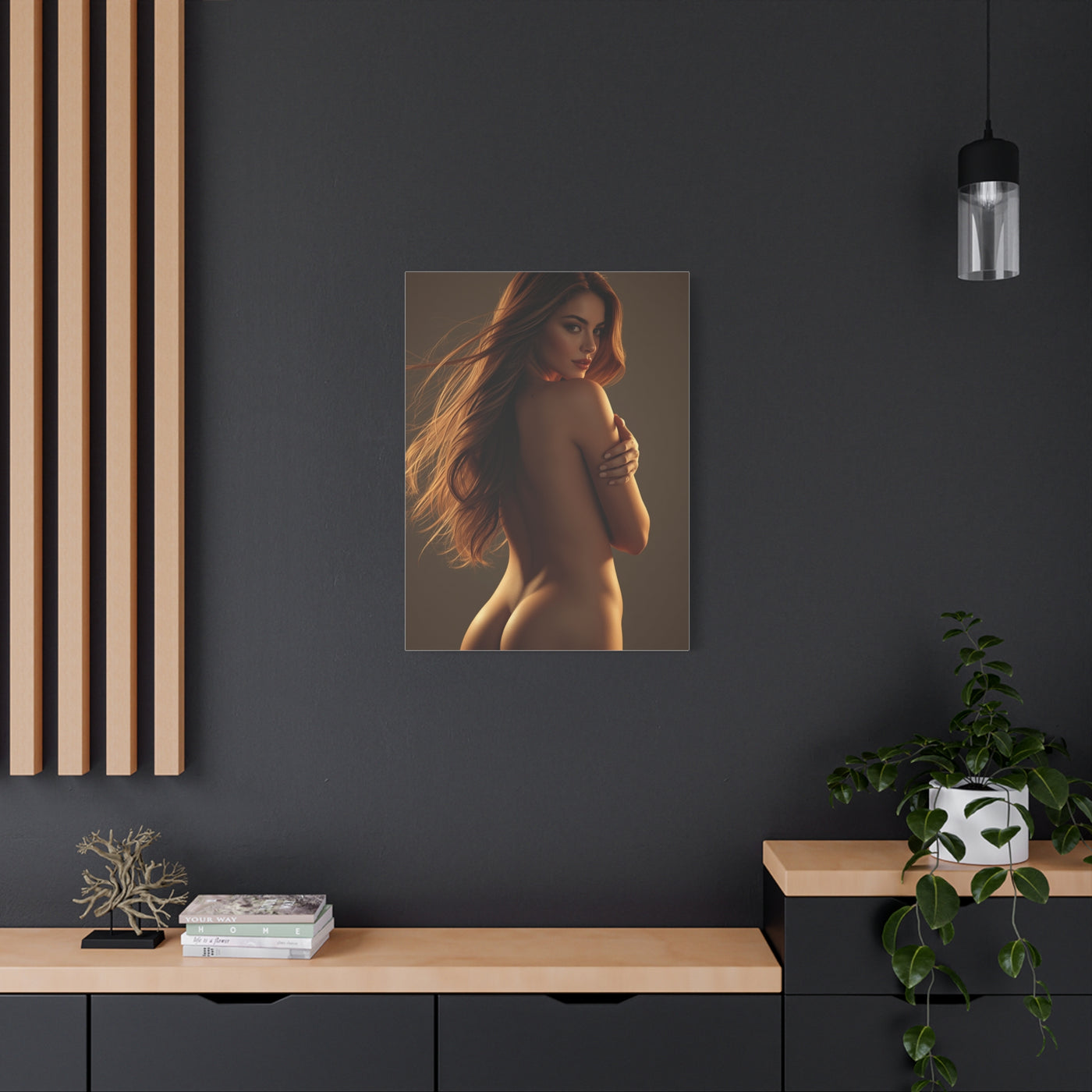 Golden Backlight Female Silhouette Wall Art & Canvas Print