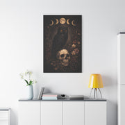 Gothic Moon Phase Owl Skull Wall Art & Canvas Print