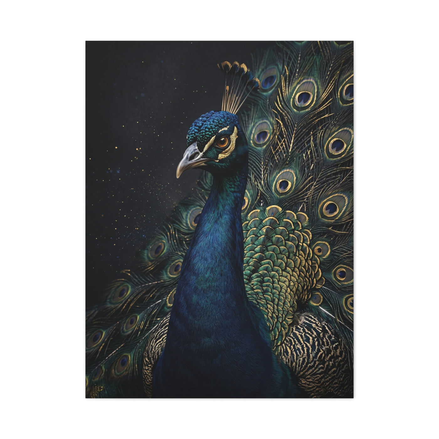 Dark Luxury Peacock Portrait Wall Art & Canvas Print