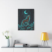 Moonlit Forest Wolf Neon Outline Scene Wall Art & Canvas Print