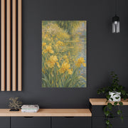 Impressionist Yellow Iris Garden Waterside Scene Wall Art & Canvas Print