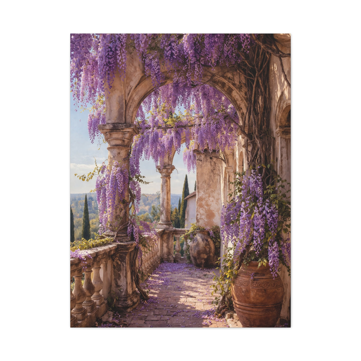 Wisteria Stone Terrace Garden Wall Art & Canvas Print