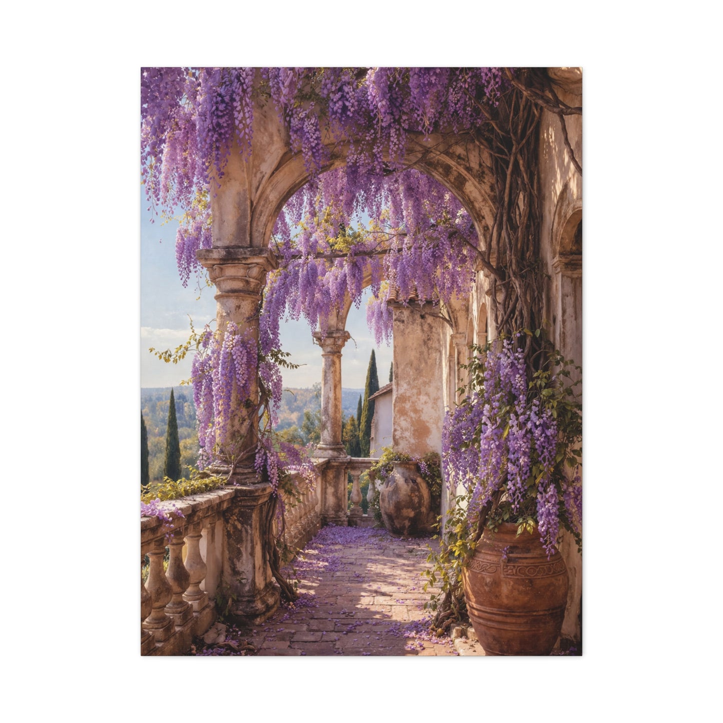 Wisteria Stone Terrace Garden Wall Art & Canvas Print