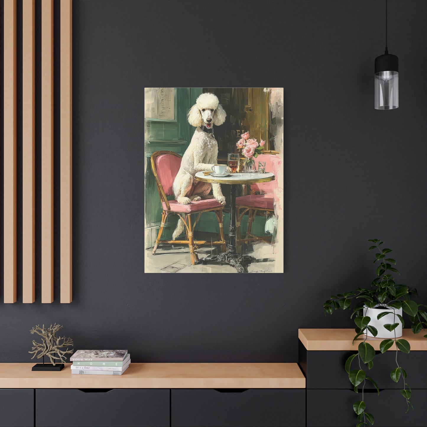 Paris Café Poodle Portrait Wall Art & Canvas Print