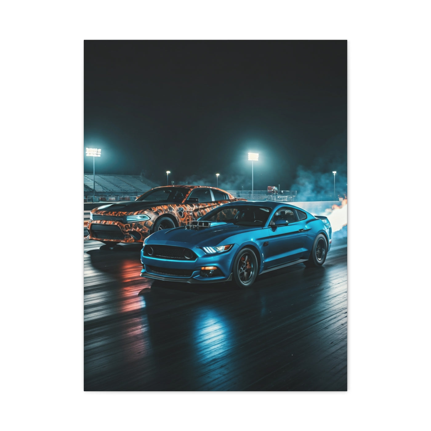Blue Mustang Surge – Hellcat Widebody Drag Duel Wall Art & Canvas Prints