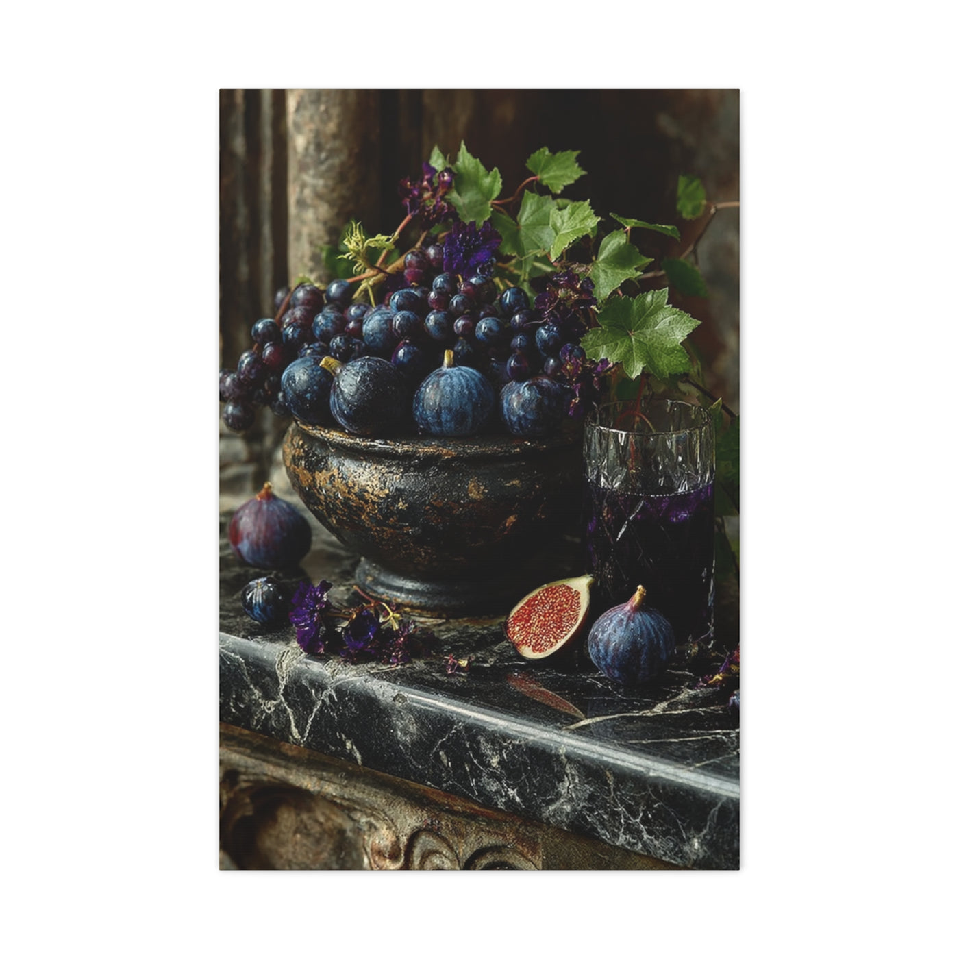 Fig & Wine Rustic Still Life Wall Art & Canvas Print