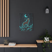 Moonlit Forest Wolf Neon Outline Scene Wall Art & Canvas Print