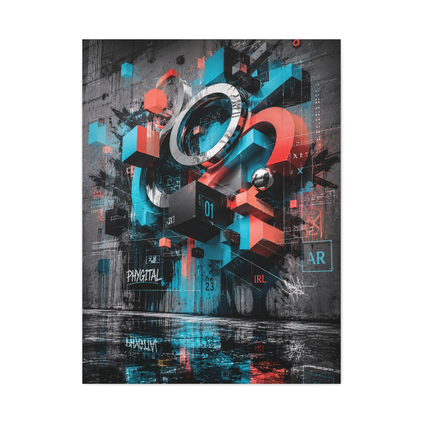 Phygital Abstract Graffiti Composition Street Wall Art & Canvas Print