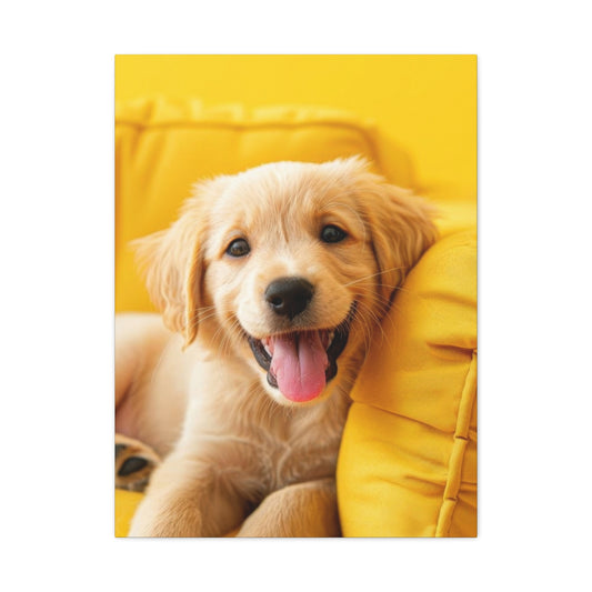 Golden Retriever On Sofa Dog Wall Art & Canvas Prints