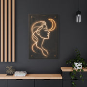 Neon Crescent Muse Line Art Wall Art & Canvas Print