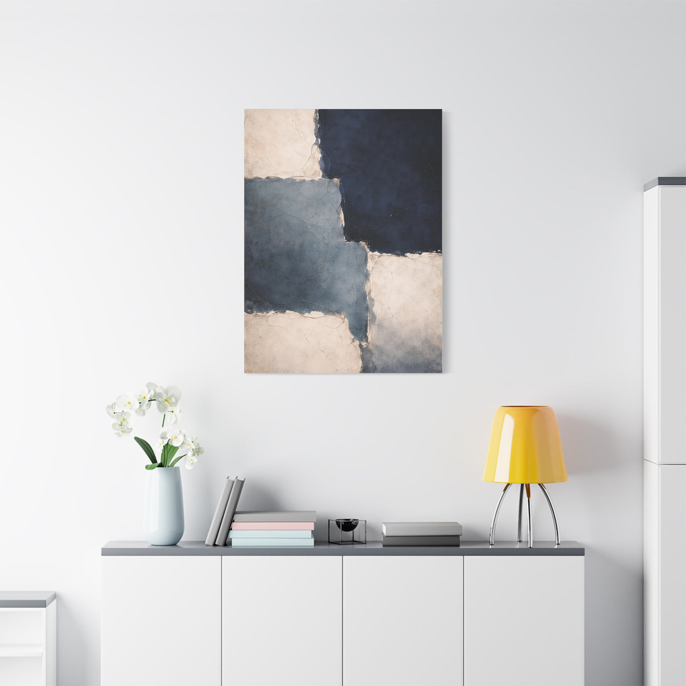 Navy and Stone Color Block Composition Wall Art & Canvas Print
