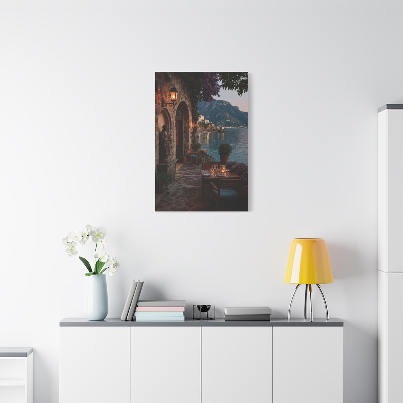 Amalfi Coast Candlelit Terrace Wall Art & Canvas Print