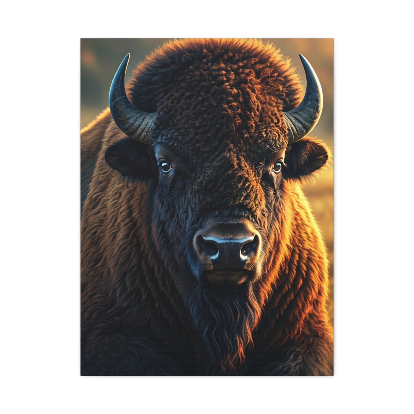 Warm Copper-Toned American Bison Portrait Wall Art & Canvas Print