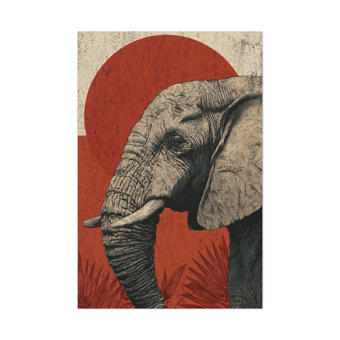 Minimal Boho Elephant Line Portrait Wall Art & Canvas Print