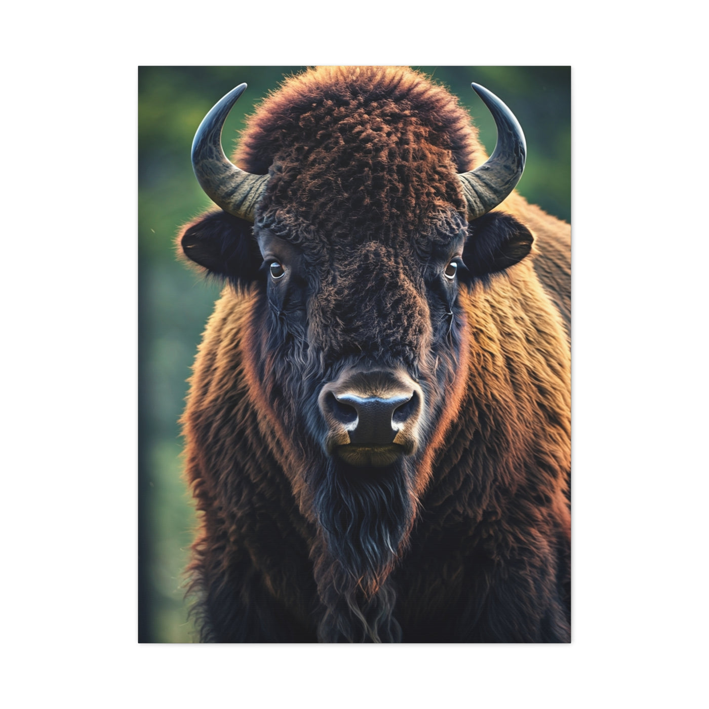 Vibrant Prairie Bison with Natural Green Backdrop Wall Art & Canvas Print