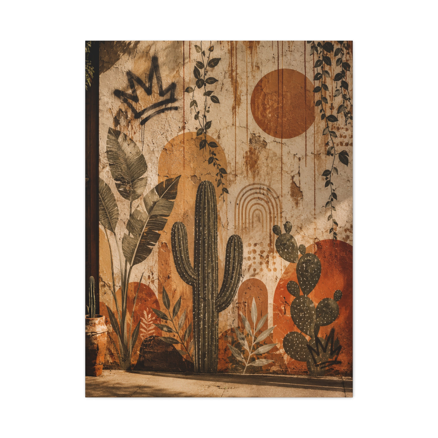 Desert Graffiti Botanical Street Wall Art & Canvas Print