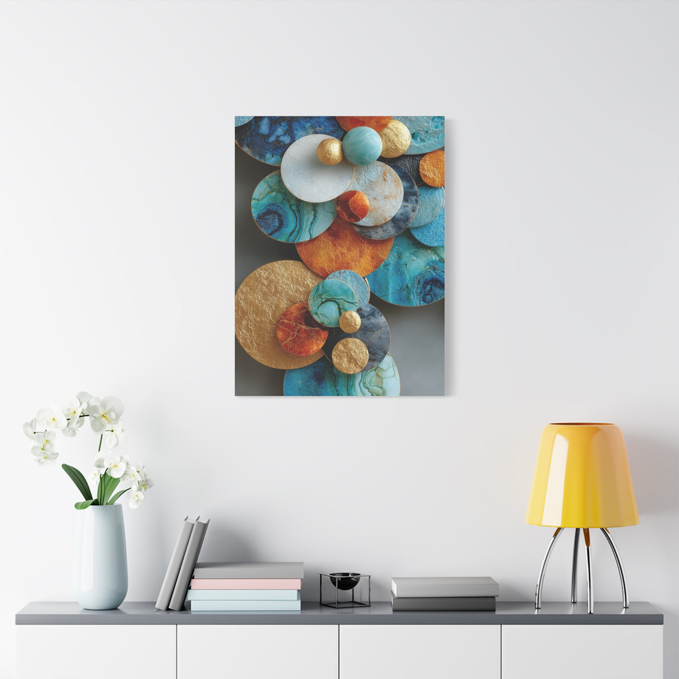 Overlapping Multicolor Metal Circles Wall Art & Canvas Print