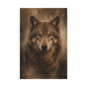 Warm-Toned Studio Wolf Portrait Wall Art & Canvas Print