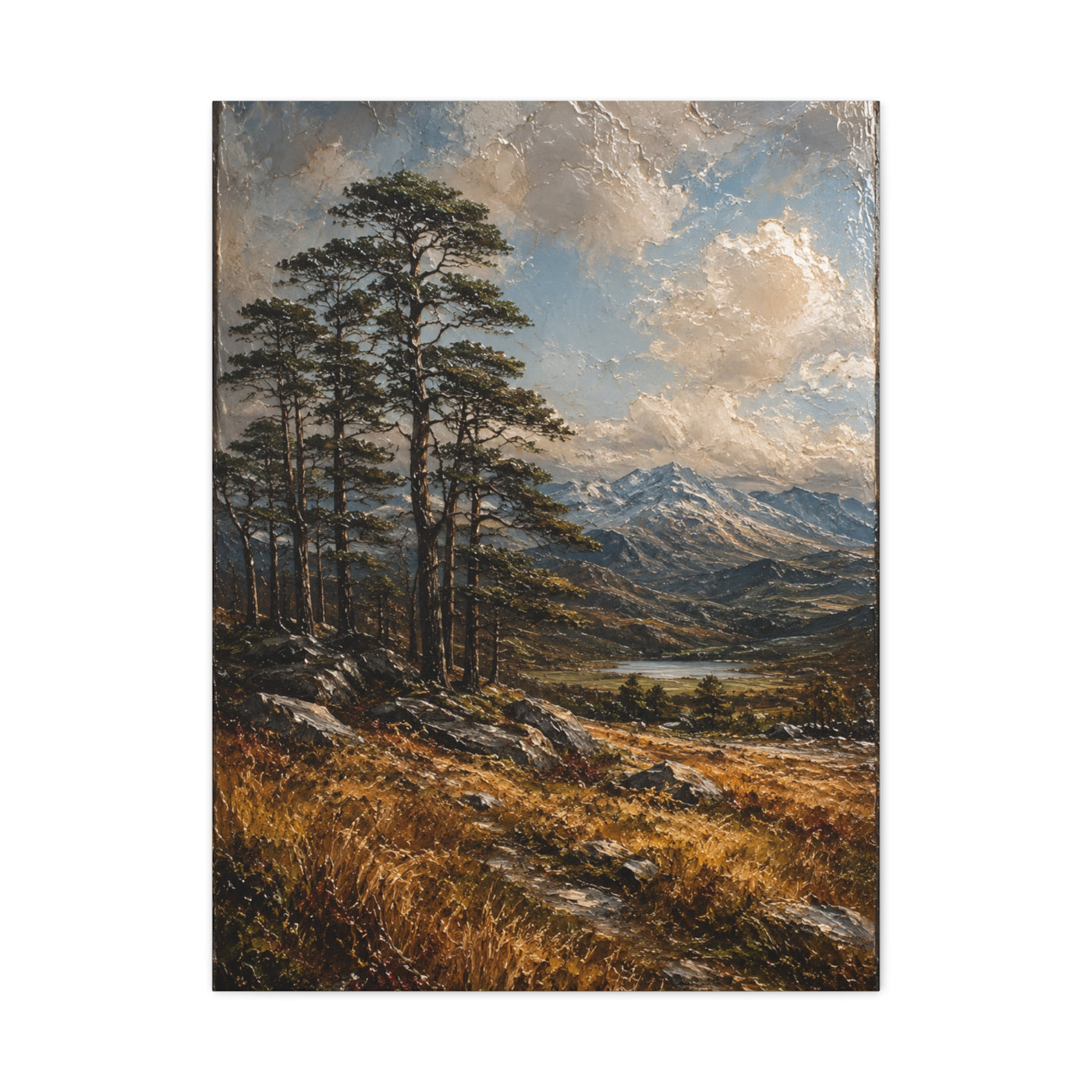 Mountain Pine Landscape Oil Painting Trees Wall Art & Canvas Print