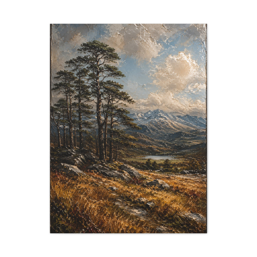 Mountain Pine Landscape Oil Painting Trees Wall Art & Canvas Print