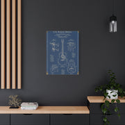 Vintage Acoustic Guitar Patent Blueprint Wall Art & Canvas Print
