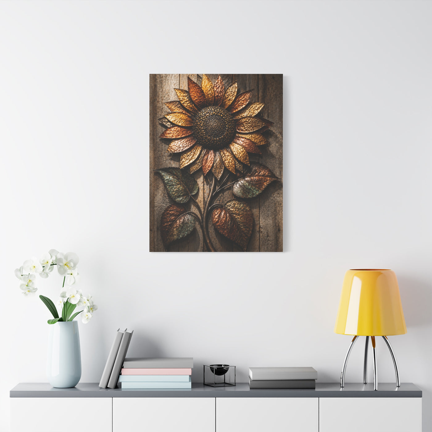 Hammered Metal Sunflower Sculpture Wall Art & Canvas Print