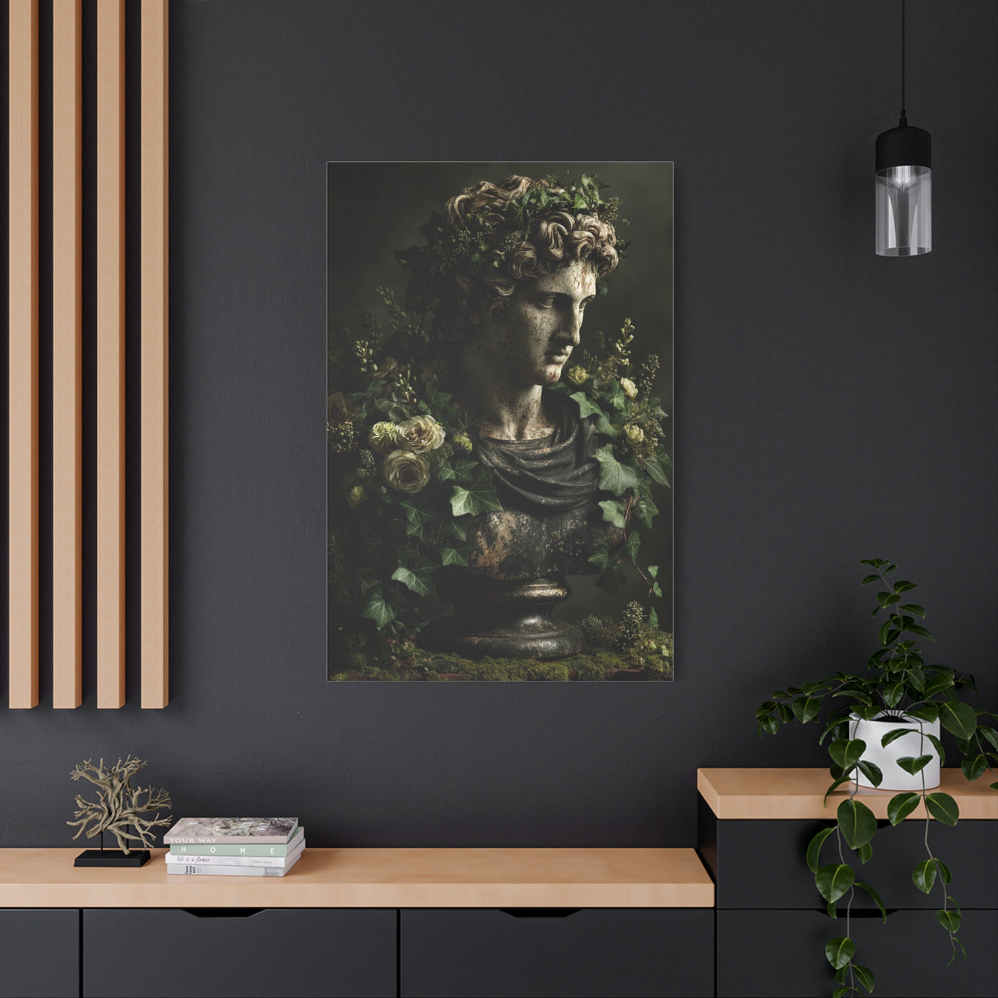 Classical Bust with Botanical Elegance Wall Art & Canvas Print