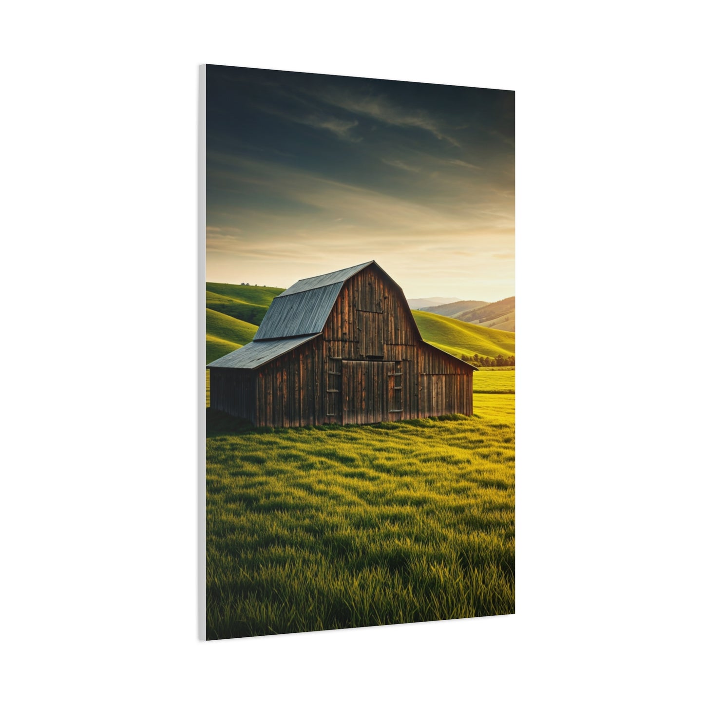 Sunlit Meadow Barn Landscape Wall Art & Canvas Prints