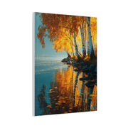 Golden Birch Autumn Lake Reflection Wall Art & Canvas Print