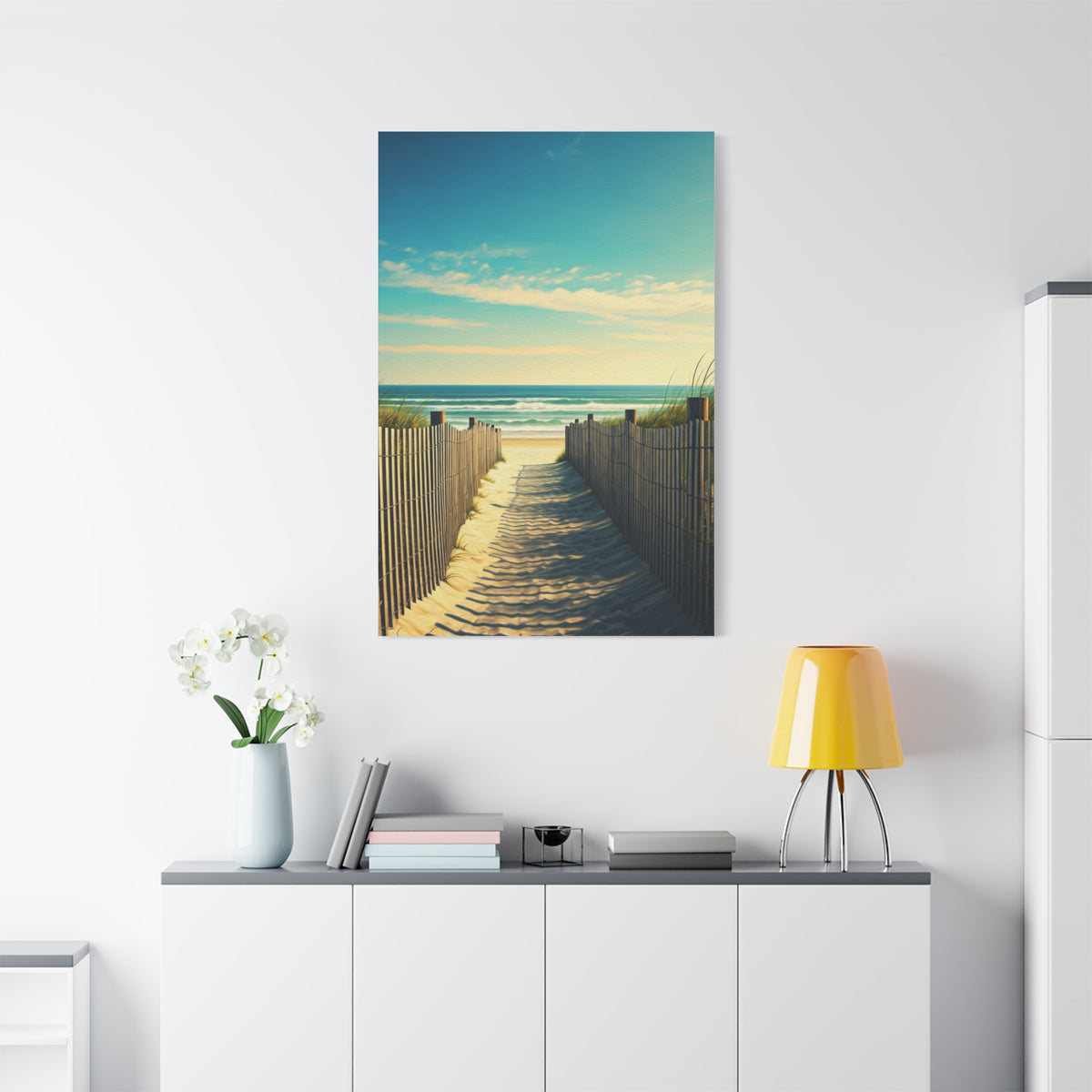 Sandy Fence Pathway to the Shore Wall Art & Canvas Prints