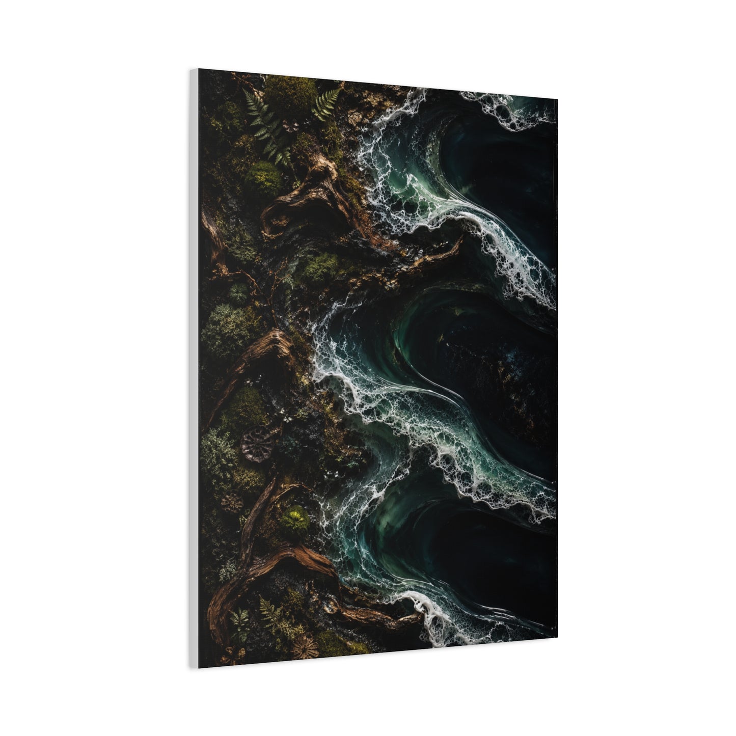 Dark Biophilic Coastal Wave Composition Wall Art & Canvas Print