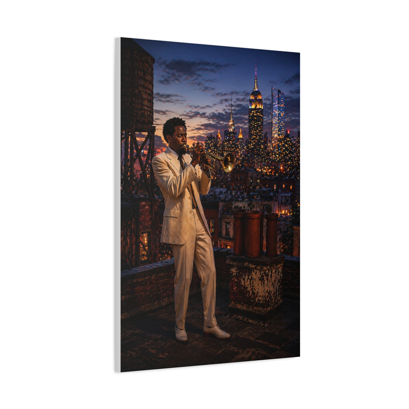 Rooftop Jazz Manhattan Twilight Wall Art & Canvas Print