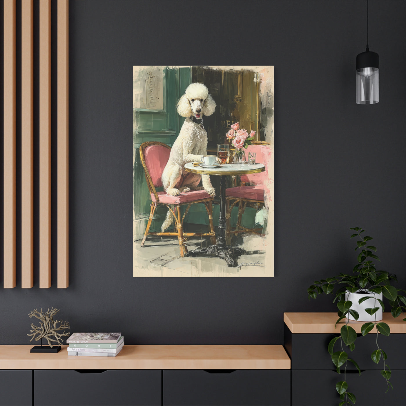 Paris Café Poodle Portrait Wall Art & Canvas Print