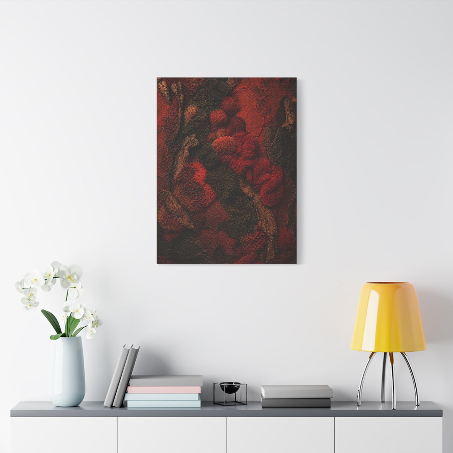 Biophilic Red Moss Texture Wall Art & Canvas Print