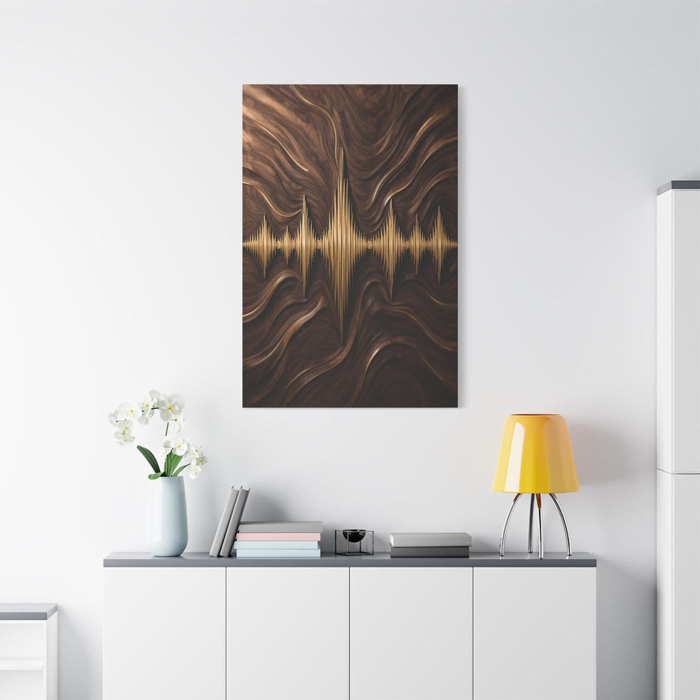 Golden Acoustic Wave Woodgrain Wall Art & Canvas Print