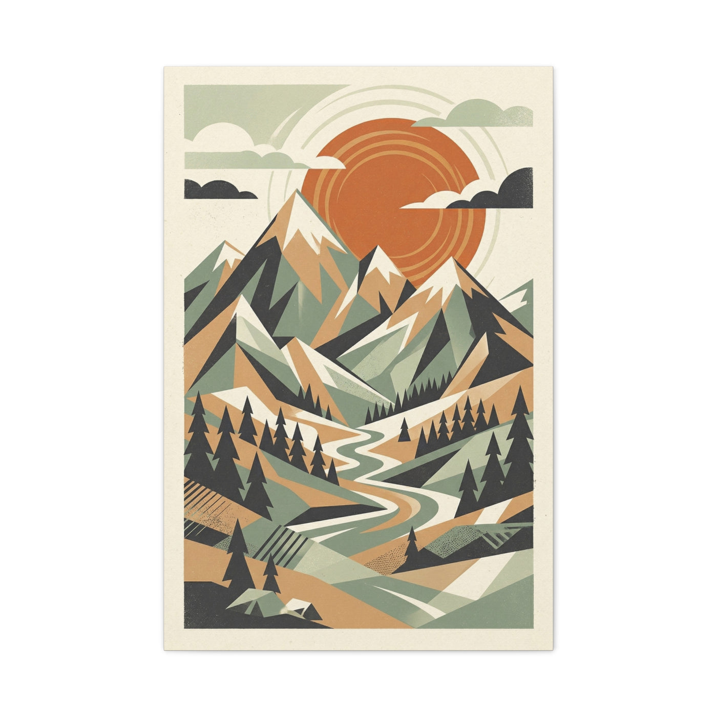 Mid-Century Modern Graphic Mountains Wall Art & Canvas Print