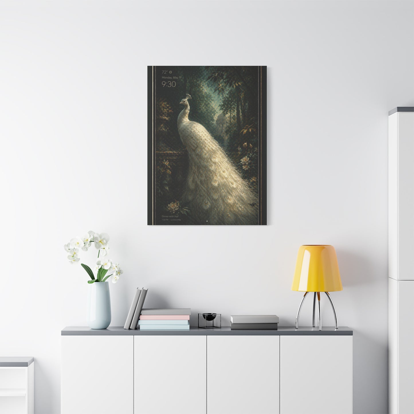 Digital White Peacock Forest Display Wall Art & Canvas Print
