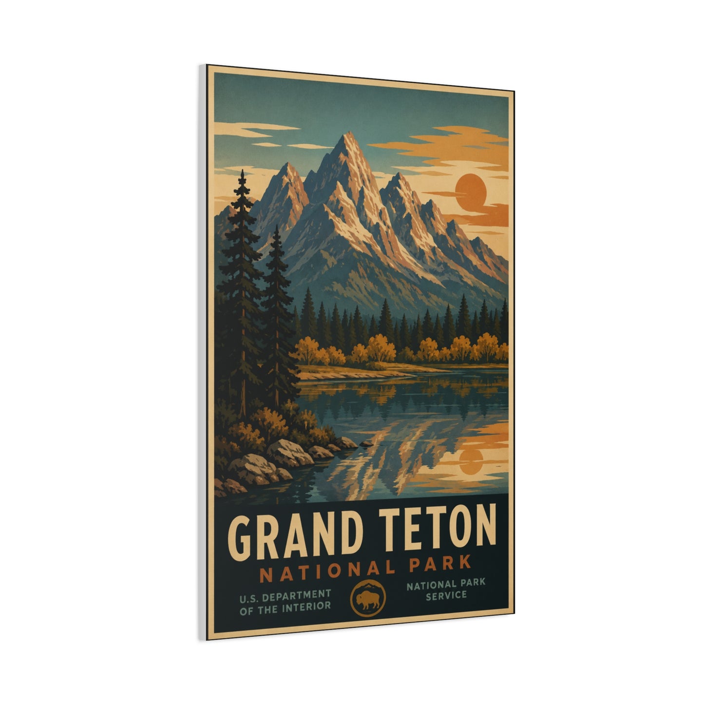 Grand Teton Vintage National Park Poster Wall Art & Canvas Print