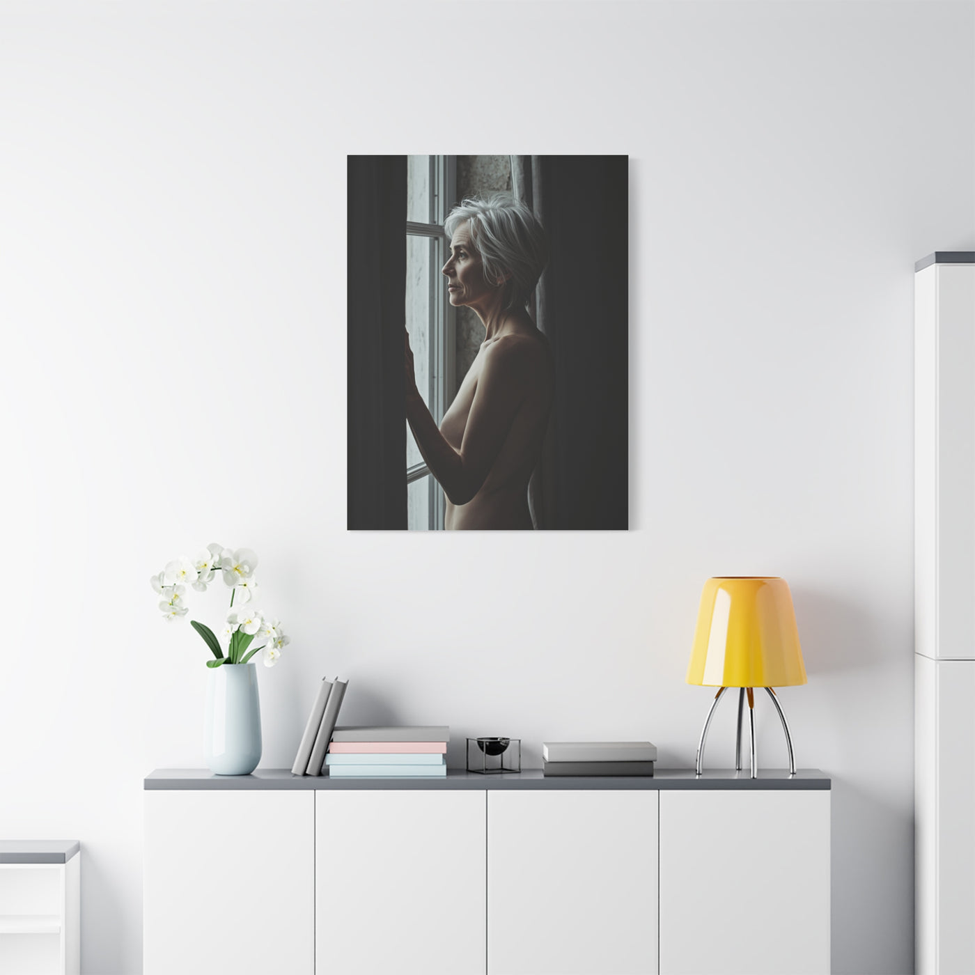 Mature Window Light Nude Study Wall Art & Canvas Print
