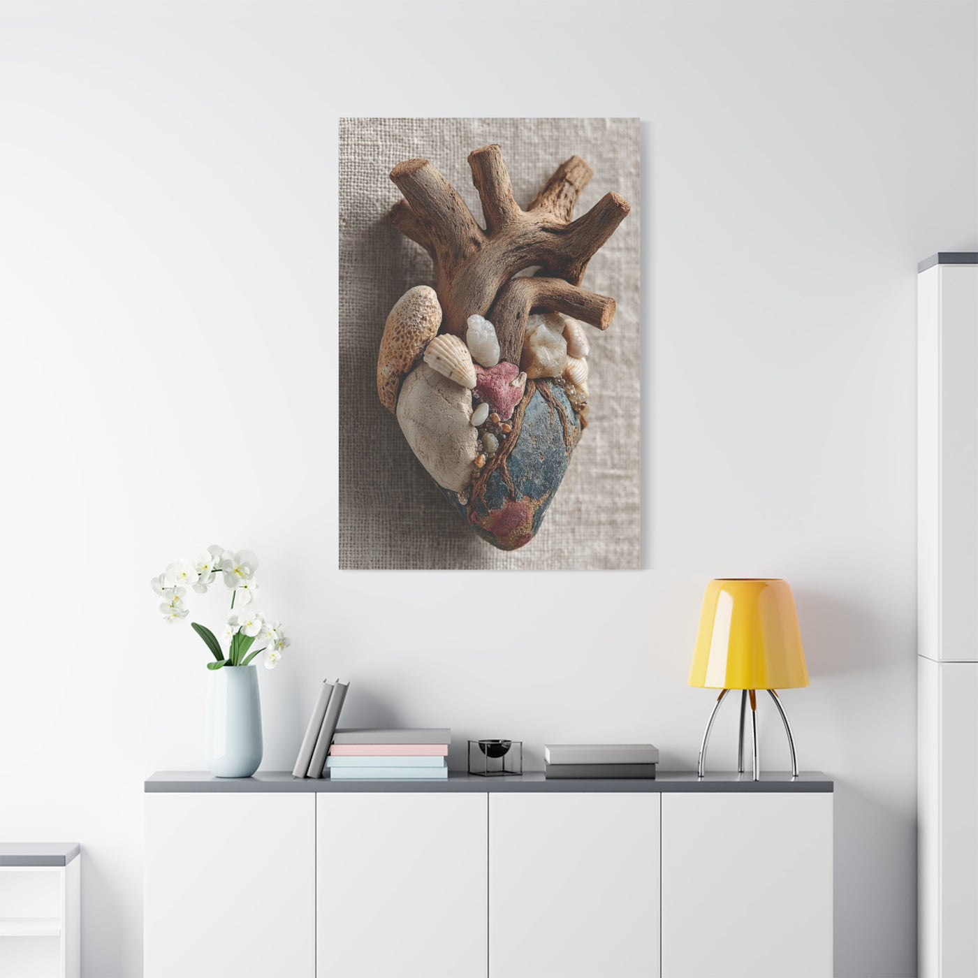 Driftwood Coastal Heart Sculpture Wall Art & Canvas Print