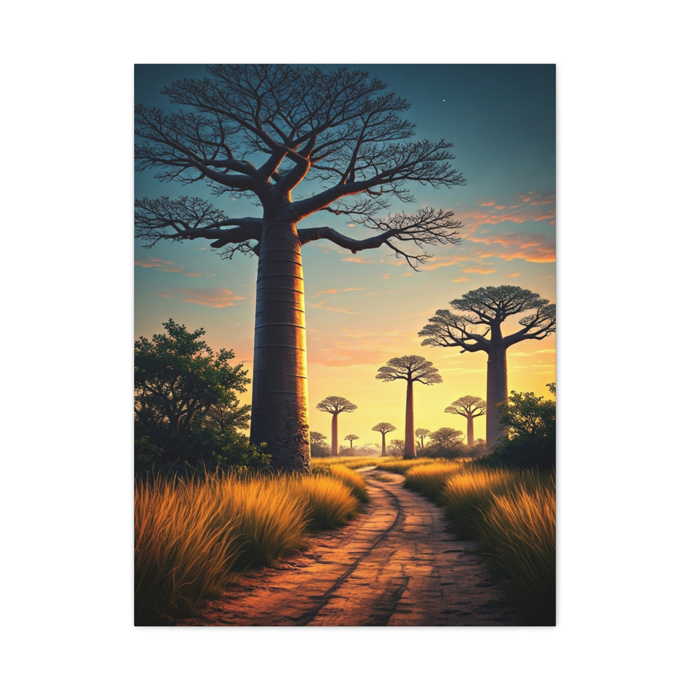 Lone Acacia Under the Cosmic Sky Wall Art & Canvas Prints