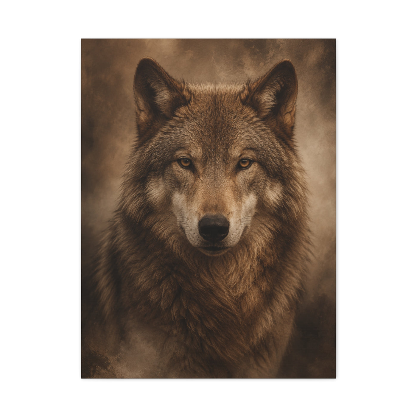 Warm-Toned Studio Wolf Portrait Wall Art & Canvas Print