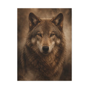 Warm-Toned Studio Wolf Portrait Wall Art & Canvas Print