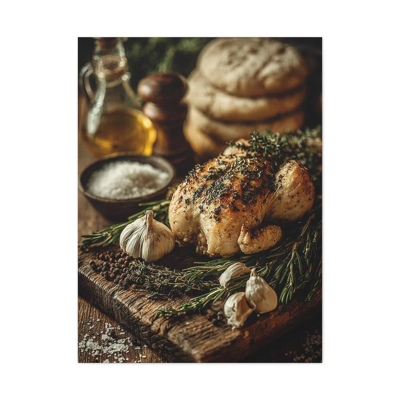 Herb Roasted Chicken Rustic Kitchen Wall Art & Canvas Print