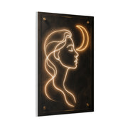 Neon Crescent Muse Line Art Wall Art & Canvas Print